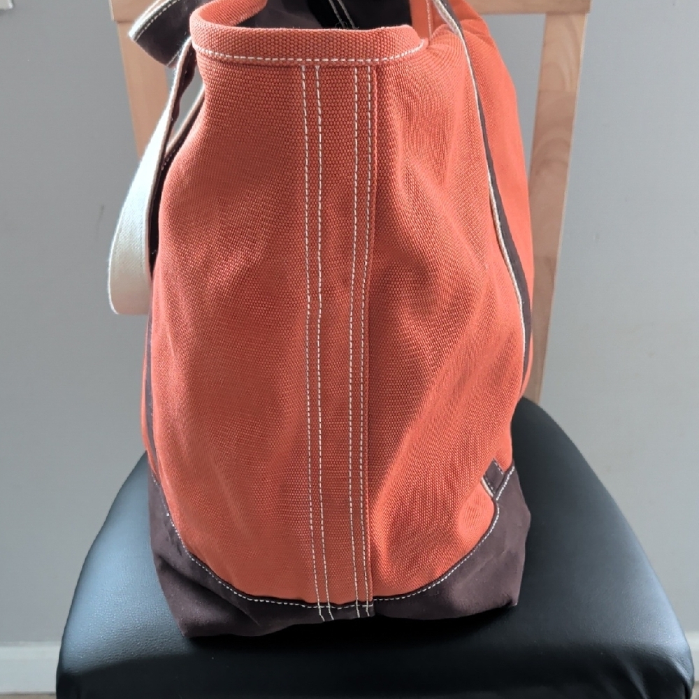 Lands' End Orange Large Canvas Zip-Top Tote EUC - Picture 7 of 9